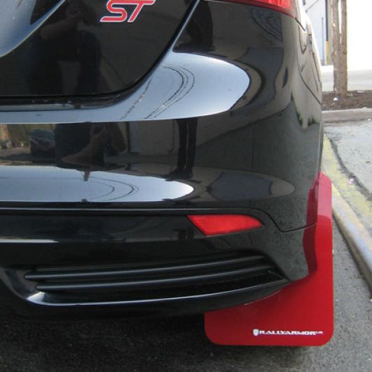 Rally Armor 12-19 Ford Focus ST / 16-19 RS Black Mud Flap w/Red Logo-tuningsupply.com