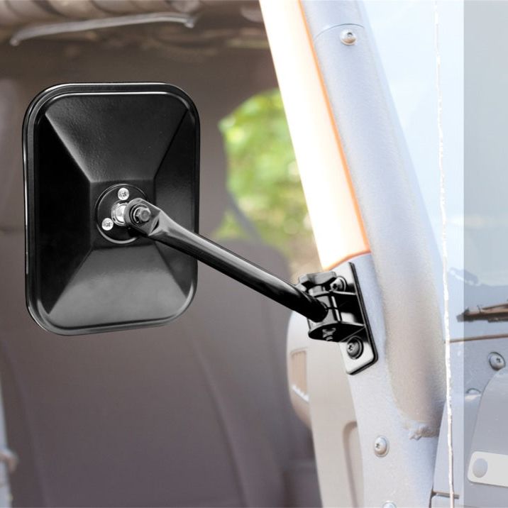 Rugged Ridge 97-18 TJ JK Black Rectangular Quick Release Mirrors - SMINKpower Performance Parts RUG11025.12 Rugged Ridge