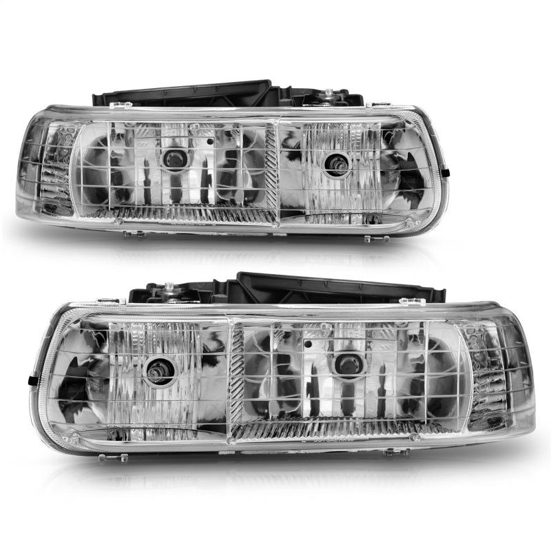 ANZO 1999-2002 Chevrolet Silverado 1500 Crystal Headlights Chrome-tuningsupply.com