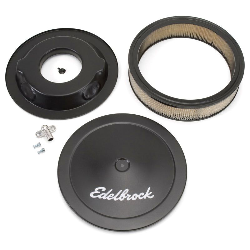 Edelbrock Air Cleaner Pro-Flo Series Round Steel Top Paper Element 14In Dia X 3 75In Dropped Base-tuningsupply.com