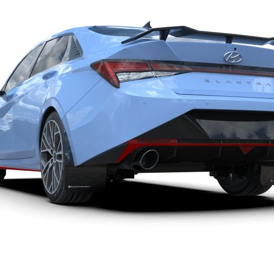 Rally Armor 2022 Hyundai Elantra N & N Line Black UR Mud Flap w/ White Logo - SMINKpower Performance Parts RALMF79-UR-BLK-WH Rally Armor