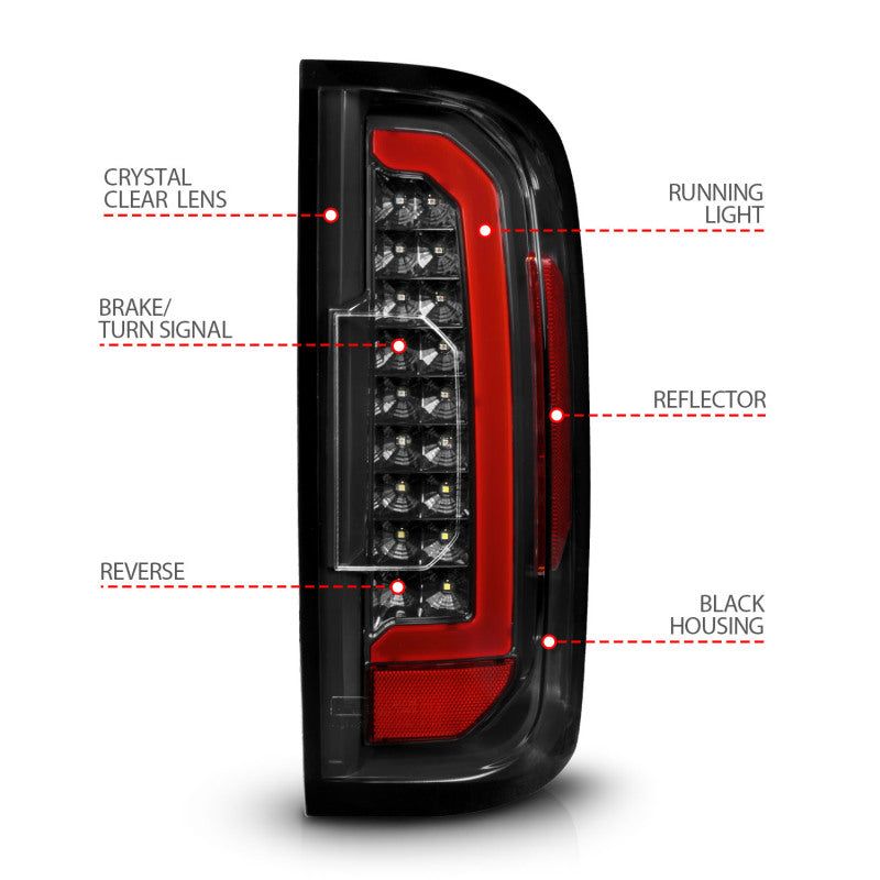 ANZO 15-21 GMC Canyon Full LED Taillights w/ Red Lightbar Black Housing/Clear Lens-tuningsupply.com