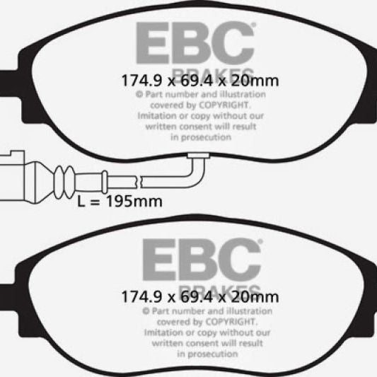 EBC 12+ Volkswagen CC 3.6 Greenstuff Front Brake Pads-tuningsupply.com