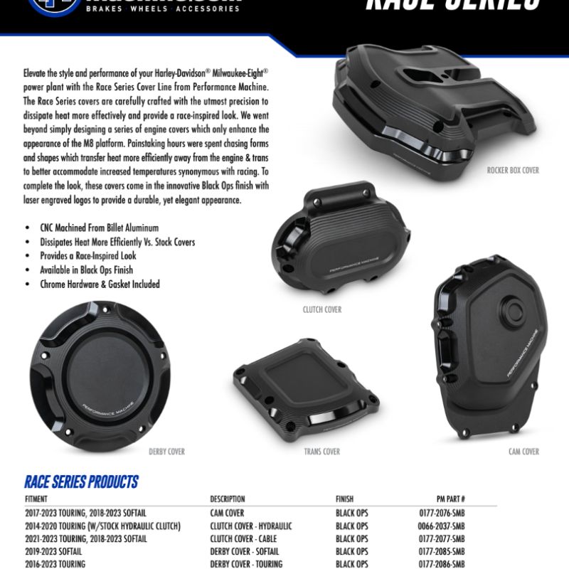 Performance Machine Cable Clutch Cover Race Series - Black Ops-tuningsupply.com