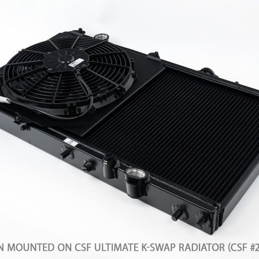 CSF 92-00 Honda Civic All-Aluminum Fan Shroud w/12in SPAL Fan - Black Finish-tuningsupply.com