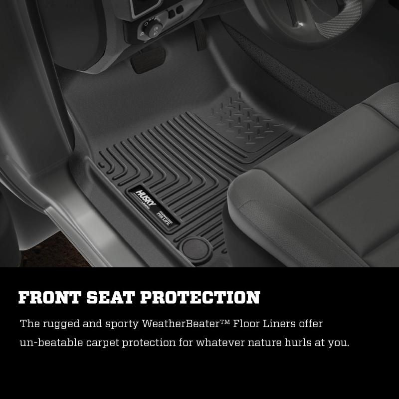 Husky Liners 2019 Ram 1500 CC WeatherBeater 2nd Seat Floor Liners Black (W/O Factory Storage Box)-tuningsupply.com