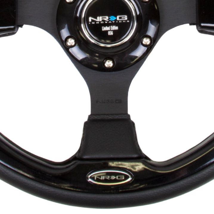 NRG Reinforced Steering Wheel (320mm) Blk w/Gloss Black Trim-tuningsupply.com