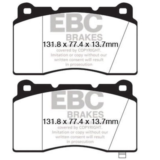 EBC 09+ Hyundai Genesis Coupe 2.0 Turbo (Brembo) Yellowstuff Front Brake Pads-tuningsupply.com