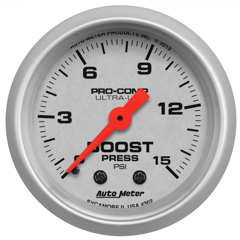 Autometer Ultra-Lite 52mm 0-15 PSI Mechanical Boost Gauge-tuningsupply.com