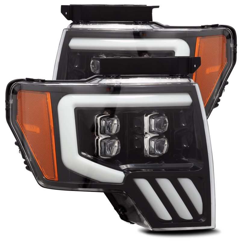 AlphaRex 09-14 Ford F-150 NOVA LED Proj Headlights Plank Style Gloss Black w/Activ Light/Seq Signal-tuningsupply.com