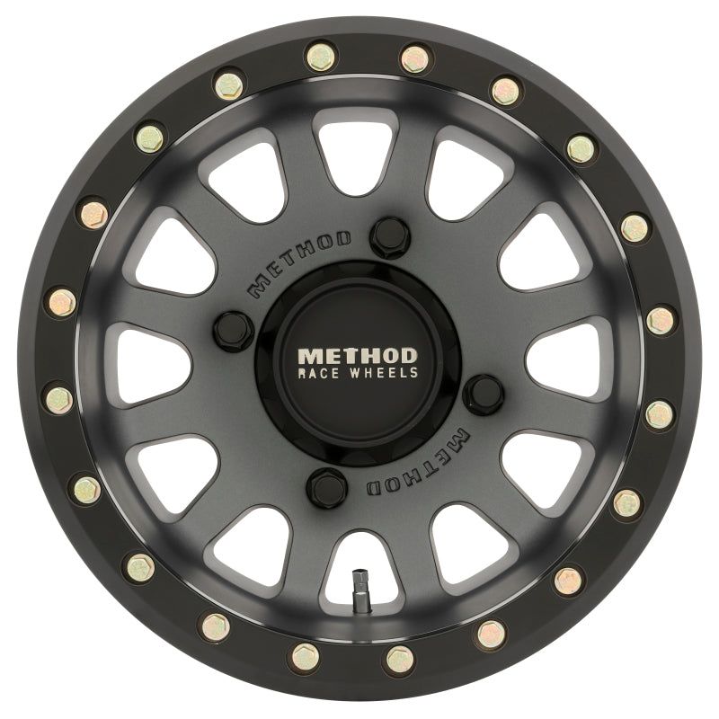 Method MR401 UTV Beadlock 15x7 / 4+3/13mm Offset / 4x156 / 132mm CB Titanium Wheel- Matte Black Ring-tuningsupply.com