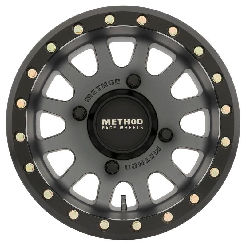 Method MR401 UTV Beadlock 15x7 / 4+3/13mm Offset / 4x136 / 106mm CB Titanium Wheel- Matte Black Ring-tuningsupply.com