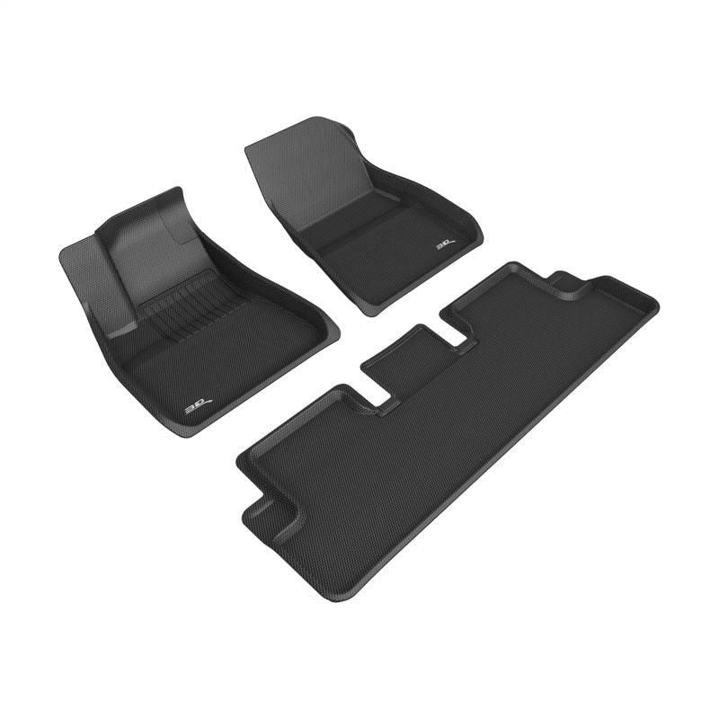 3D MAXpider 20-22 Tesla Model 3 Kagu 1st & 2nd Row Floormats - Black-tuningsupply.com