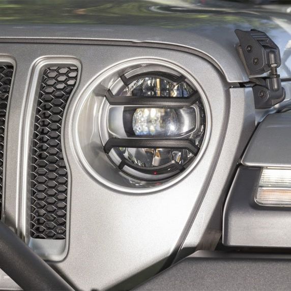 Rugged Ridge 18-20 Jeep Wrangler JL / 2020 Jeep Gladiator JT Black Elite Headlight Guards Black - SMINKpower Performance Parts RUG11230.21 Rugged Ridge