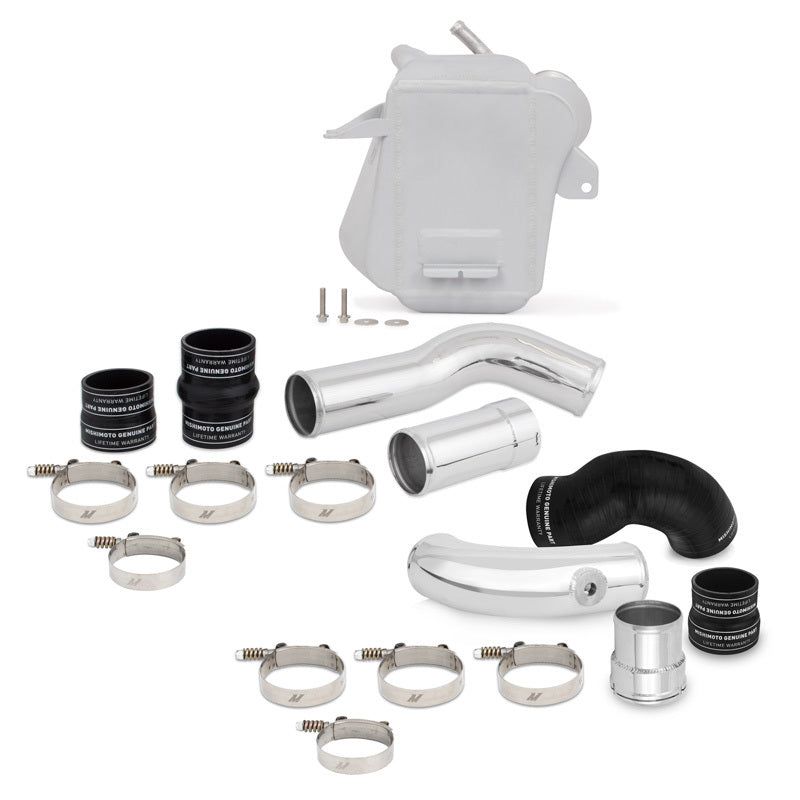 Mishimoto 11-16 Ford 6.7L Powerstroke Air-To-Water Intercooler Kit - Wrinkle Silverw/ Polished Pipes-tuningsupply.com