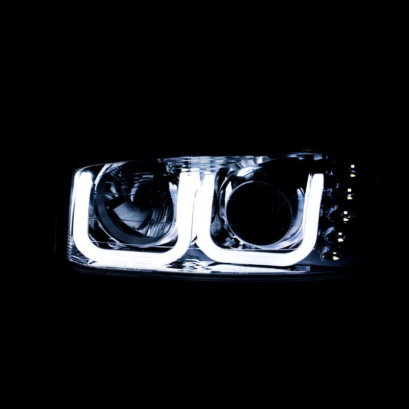 ANZO 1999-2006 Gmc Sierra 1500 Projector Headlights w/ U-Bar Black-tuningsupply.com