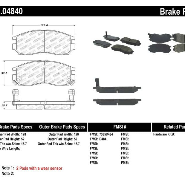 StopTech Performance 4/89-99 Mitsubishi Eclipse GST Front Brake Pads-Brake Pads - Performance-Stoptech-STO309.04840-SMINKpower Performance Parts