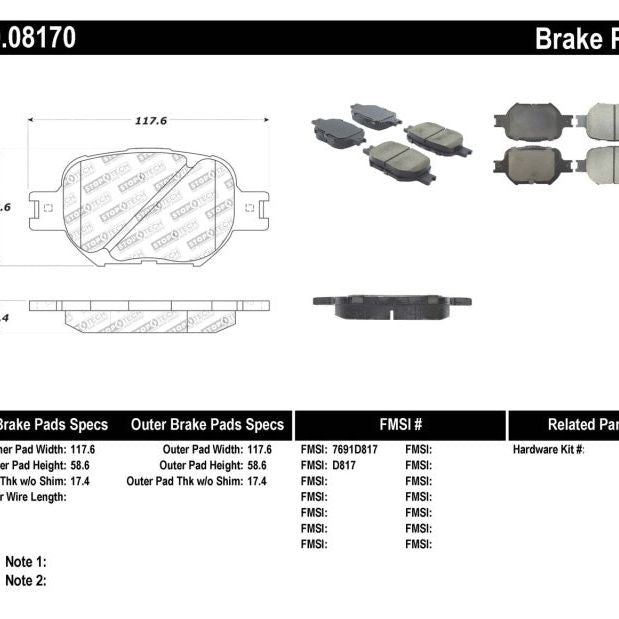 StopTech Performance 05-08 Scion tC/ 01-05 Celica GT/ 00-05 Celica GT-S Front Brake Pads-Brake Pads - Performance-Stoptech-STO309.08170-SMINKpower Performance Parts