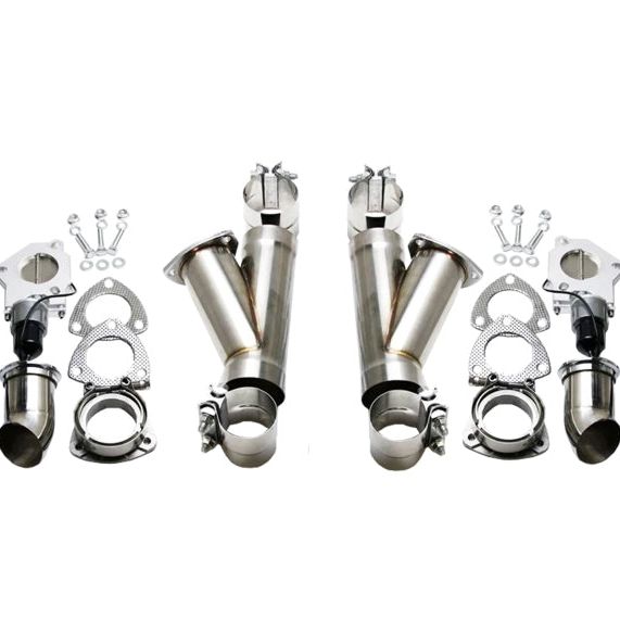 Granatelli 2.5in Aluminized Mild Steel Electronic Dual Exhaust Cutout System w/Slip Fit & Band Clamp-tuningsupply.com