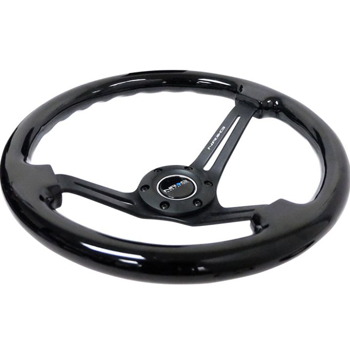 NRG Reinforced Steering Wheel (350mm / 3in. Deep) Blk Wood w/Blk Matte Spoke/Black Center Mark-Steering Wheels-NRG-NRGRST-018BK-BK-SMINKpower Performance Parts