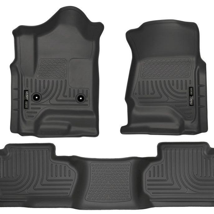 Husky Liners 14 Chevrolet Silverado/GMC Sierra Dbl Cab WeatherBeater Black Front&2nd Seat Floor Line-tuningsupply.com