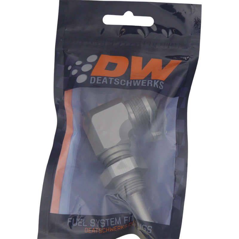 DeatschWerks 8AN Male Flare To 5/16in. Male Barb Bulkhead Adapter 90-Degree (Incl. Nut)-tuningsupply.com