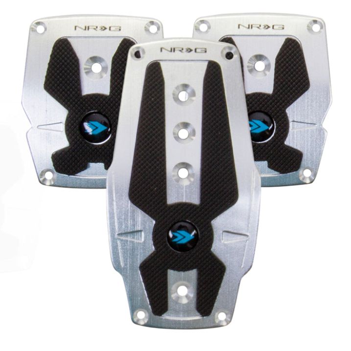 NRG Brushed Aluminum Sport Pedal M/T - Silver w/Black Rubber Inserts - SMINKpower Performance Parts NRGPDL-200SL NRG