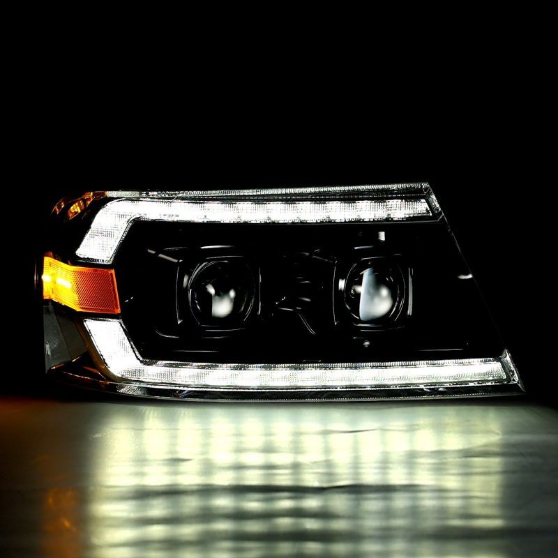 AlphaRex 04-08 Ford F150 PRO-Series Projector Headlights Chrome w/ Sequential Signal and DRL-tuningsupply.com