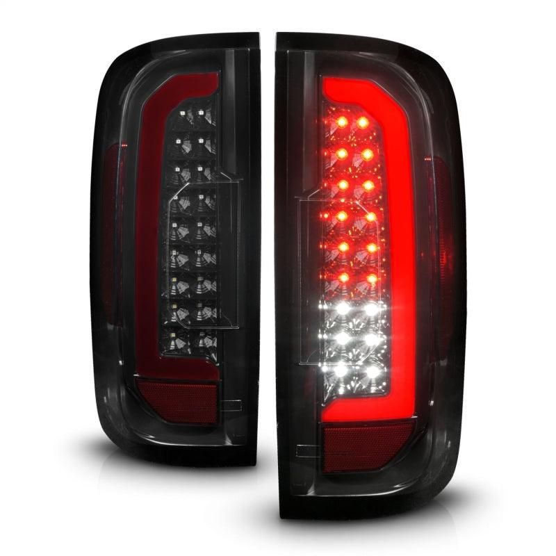 ANZO 15-21 GMC Canyon Full LED Tail Lights w/ Red Lightbar Black Housing Smoke Lens-tuningsupply.com