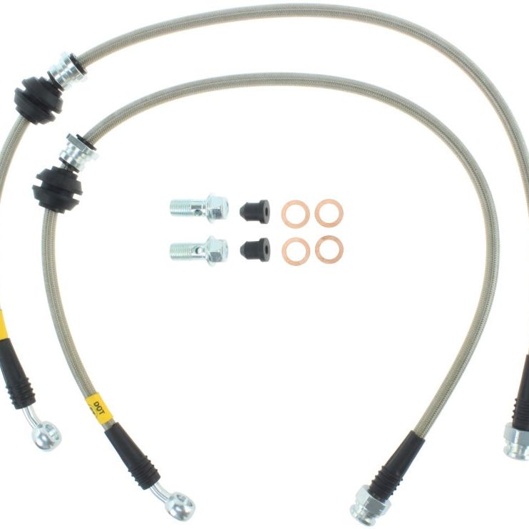 StopTech 08-10 Mitsubishi Lancer Stainless Steel Front Brake Lines-Brake Line Kits-Stoptech-STO950.46008-SMINKpower Performance Parts