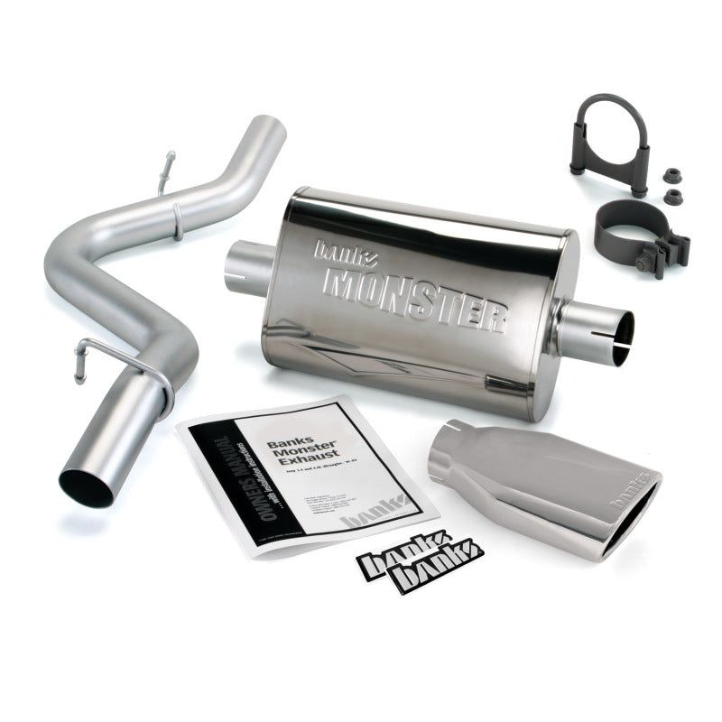 Banks Power 97-99 Jeep 2.5/4.0L Wrangler Slip Fit Cat Monster Exh Sys - SS Single Exh w/ Chrome Tip-tuningsupply.com