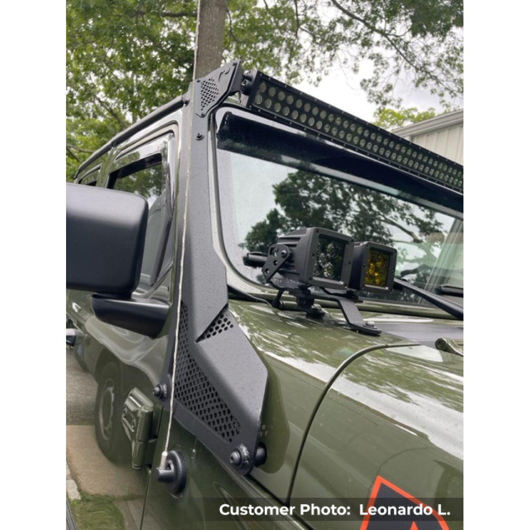 Go Rhino 18-20 Jeep Wrangler JL/JLU/Gladiator JT XE Windshield Light Bar Mount - 50in Single Row-tuningsupply.com