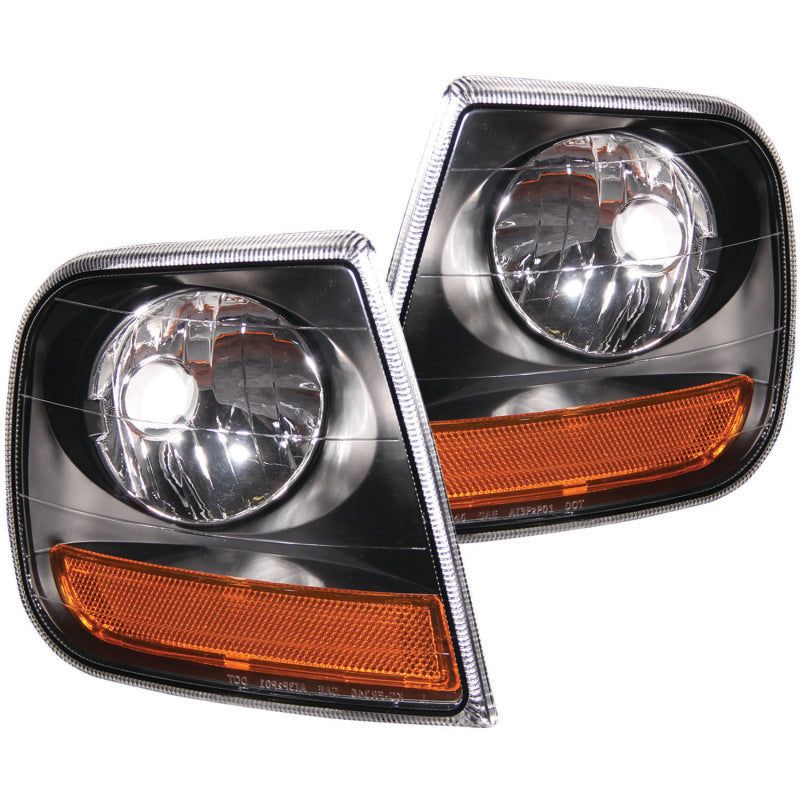 ANZO Corner Lights 1997-2003 Ford F-150 HARLEY DAVIDSON Style Corner Lights Black w/ Amber Reflector-tuningsupply.com