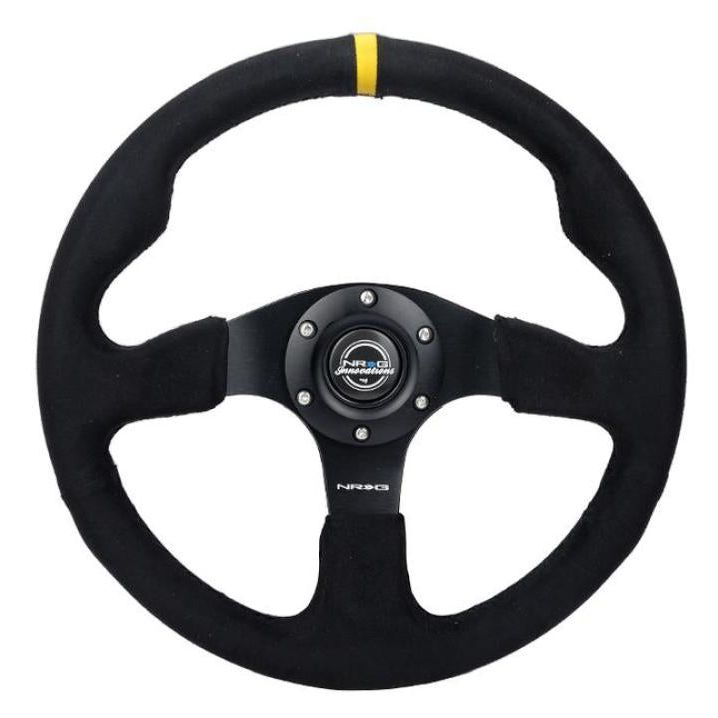 NRG Reinforced Steering Wheel (320mm) Alcantara Steering Wheel w/ Black Stitching-tuningsupply.com