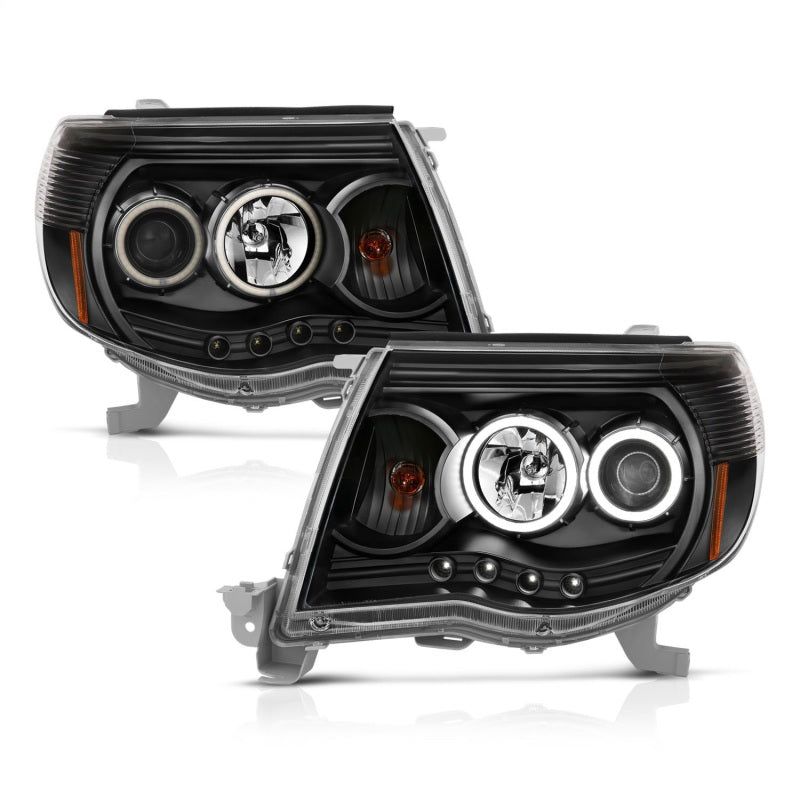 ANZO 2005-2011 Toyota Tacoma Projector Headlights w/ Halo Black-tuningsupply.com