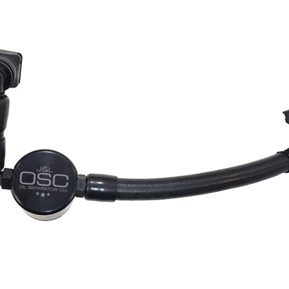 J&L 11-17 Ford Mustang V6 Passenger Side Oil Separator 3.0 V2 - Black Anodized-tuningsupply.com