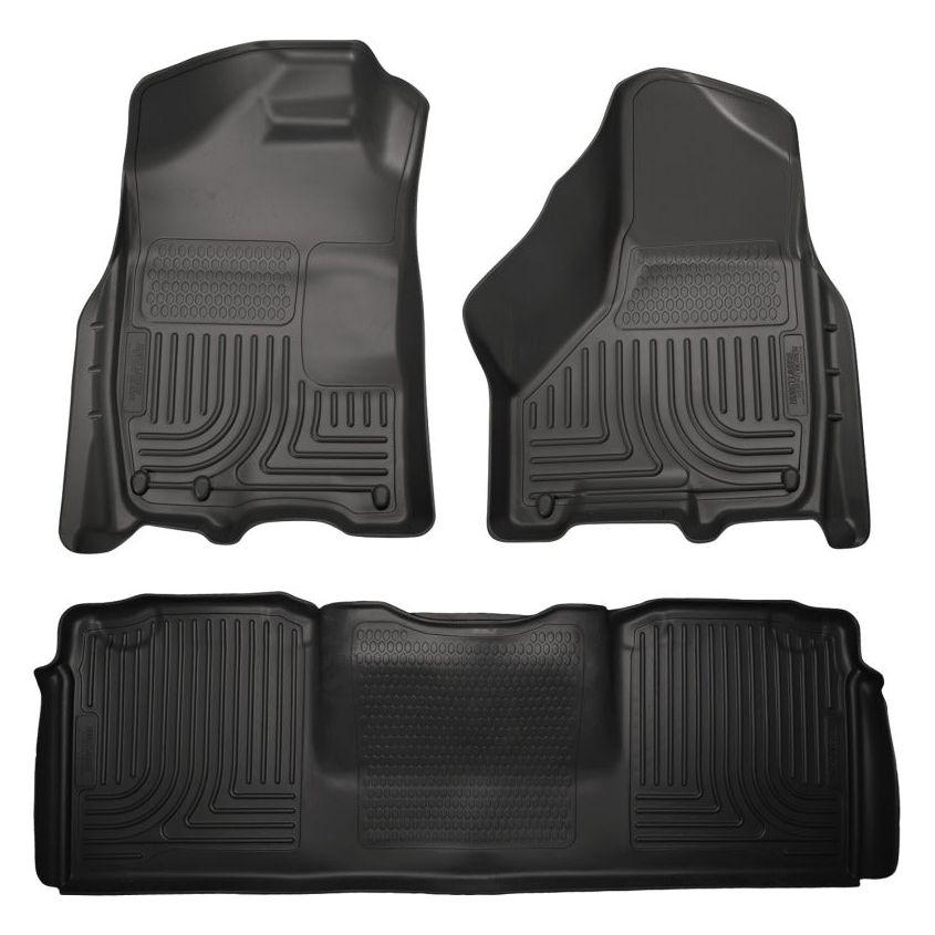 Husky Liners 10-12 Dodge Ram 2500/3500 Mega Cab WeatherBeater Combo Black Floor Liners-tuningsupply.com