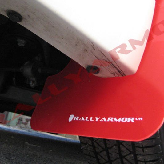 Rally Armor 08-10 Subaru WRX / 08-11 Impreza 2.5i (Hatch/Sedan) Red UR Mud Flap w/White Logo-tuningsupply.com