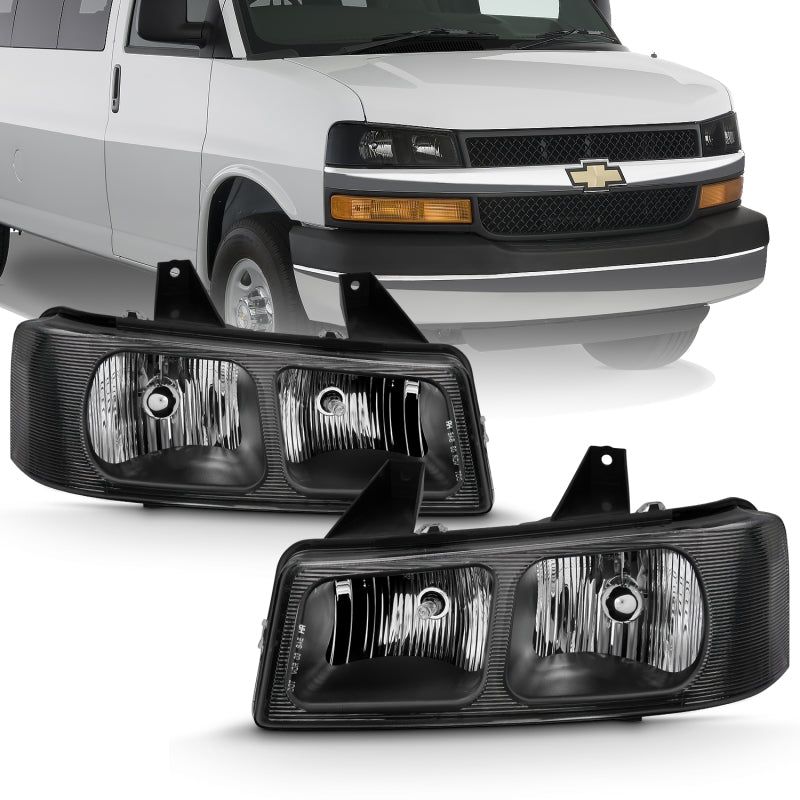 ANZO 2003-2017 Chevy Express Crystal Headlight Black-tuningsupply.com