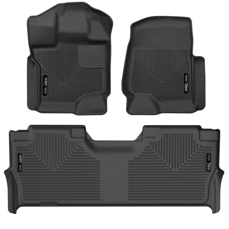 Husky Liners 21-23 Ford F-150 CC SC X-Act Contour Front & Second Row Seat Floor Liners - Black-tuningsupply.com