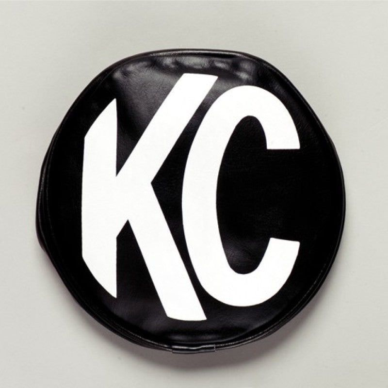 KC HiLiTES 6in. Round Soft Cover (Pair) - Black w/White KC Logo-tuningsupply.com