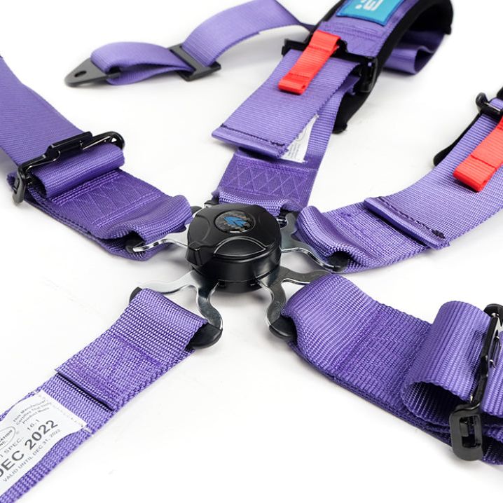 NRG SFI 16.1 5Pt 3 Inch Seat Belt Harness with Pads / Cam Lock - Purple-Seat Belts & Harnesses-NRG-NRGSBH-B6PCPP-SMINKpower Performance Parts