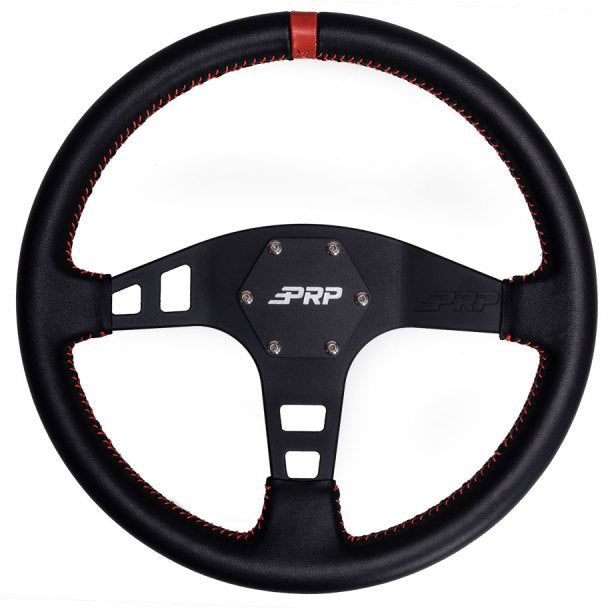 PRP Flat Leather Steering Wheel- Red-tuningsupply.com