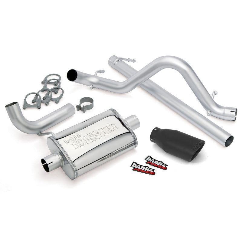 Banks Power 07-11 Jeep 3.8L Wrangler - 2dr Monster Exhaust System - SS Single Exhaust w/ Black Tip-tuningsupply.com