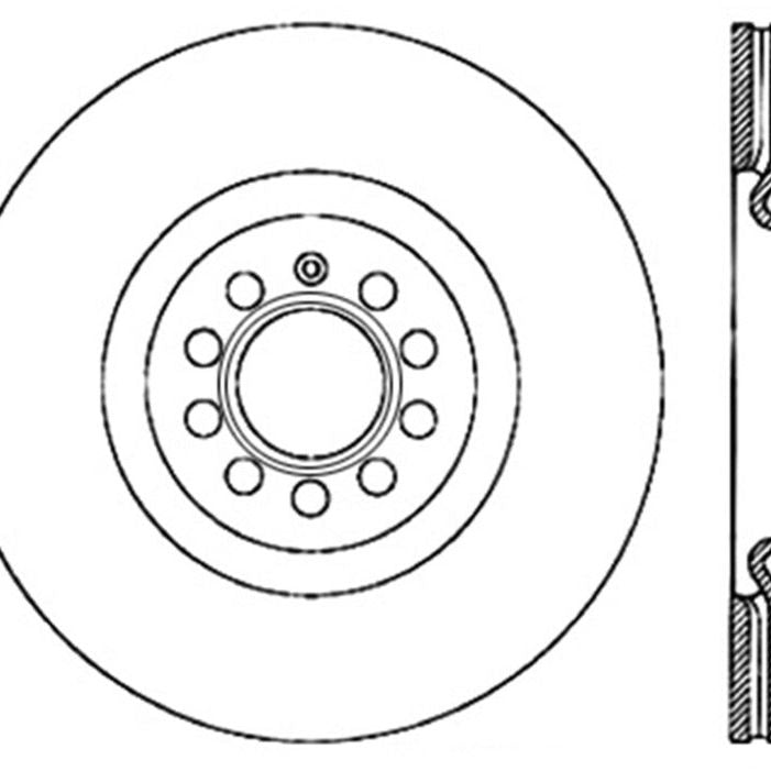 StopTech 09 VW Passat CC / 06-09 Passat Slotted & Drilled Left Front Rotor-Brake Rotors - Slot & Drilled-Stoptech-STO127.33112L-SMINKpower Performance Parts