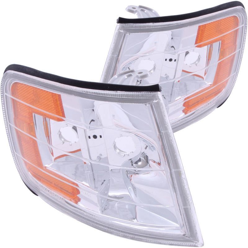 ANZO Corner Lights 1994-1997 Honda Accord Euro Corner Lights Chrome w/ Amber Reflector-tuningsupply.com