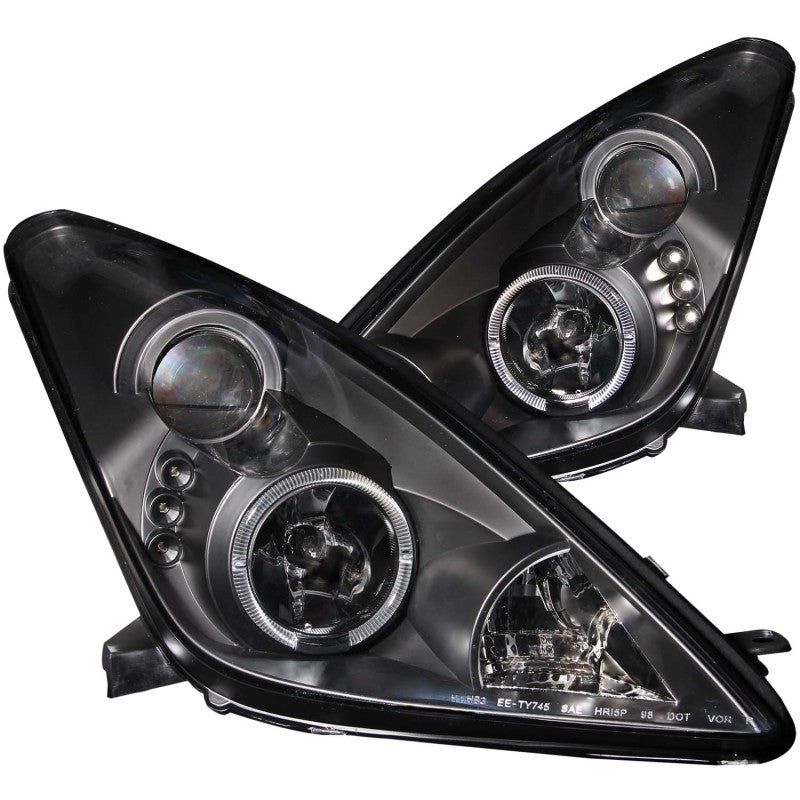 ANZO 2000-2005 Toyota Celica Projector Headlights w/ Halo Black-tuningsupply.com