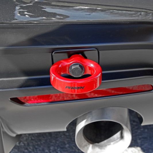 Perrin 2020 Toyota Supra Tow Hook Kit (Rear) - Red-Tow Hooks-Perrin Performance-PERPTP-BDY-250RD-SMINKpower Performance Parts