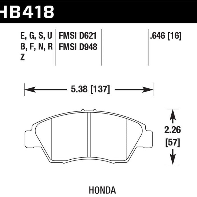 Hawk 02-06 RSX (non-S) Front / 03-09 Civic Hybrid / 04-05 Civic Si Front Blue 9012 Race Brake Pads-tuningsupply.com