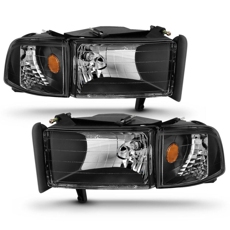 ANZO 1994-2001 Dodge Ram Crystal Headlights Black-tuningsupply.com